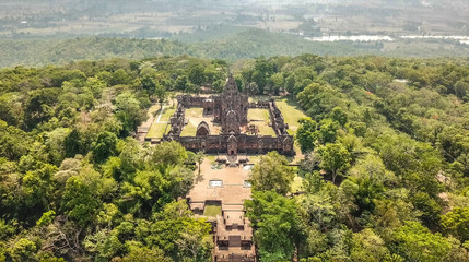 Phanom Rung historical Park aerial view in Buriram, Thailand