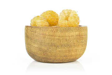 Lot of whole fresh golden hymalayan raspberry isolated on white background