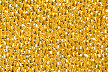 Golden cleaning kitchen sponge macro isolated