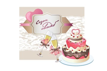 wedding decoration cake and glasses