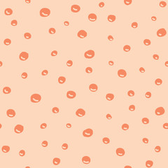 Vector peach polka dots seamless pattern background