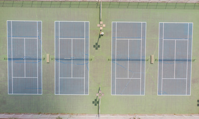Tennis playing field, filmed from a high point, shot from a height