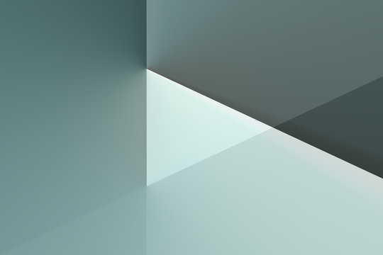 Illustrated background, triangle texture, video play button. Color blue.