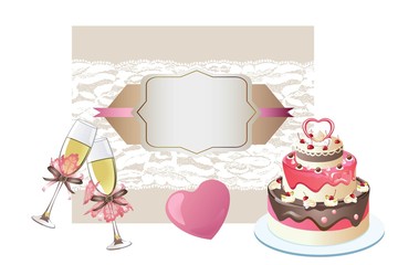 wedding decoration cake and glasses