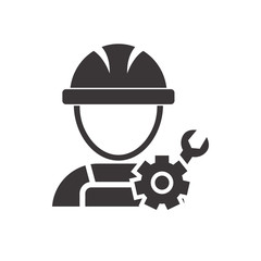 Technician icon with simple silhouette design isolated on white background, Repairman icon 