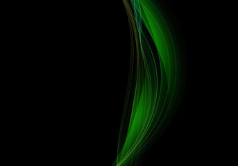 Abstract background waves. Black and green abstract background for business card or wallpaper