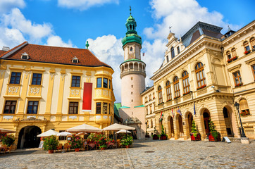 Fototapeta na wymiar Sopron historical city center with Fire tower, Hungary