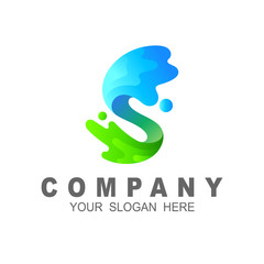 Obraz premium letter s logo with form of water spurts, s logo and water drop design vector