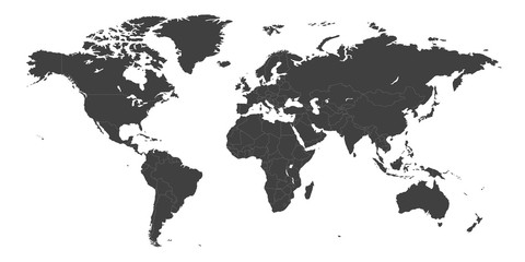 Fototapeta premium High Detailed Political countries World Map. Vector illustration