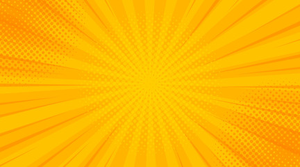 Vintage pop art yellow background. Banner vector illustration