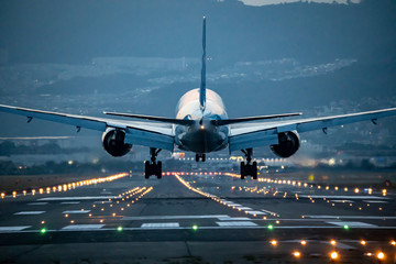 大阪空港に着陸する飛行機