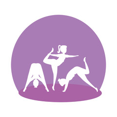 silhouette of girls group practicing pilates