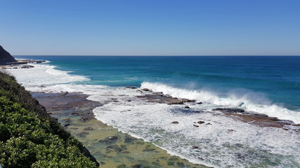 Heavy Swell and Surf Crashing on Rocks