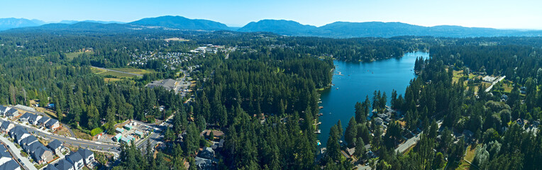 Sammamish Washington USA Pine Lake Neighborhood Aerial Panoramic View