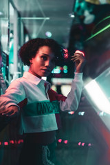 Beautiful Young Woman Model Neon