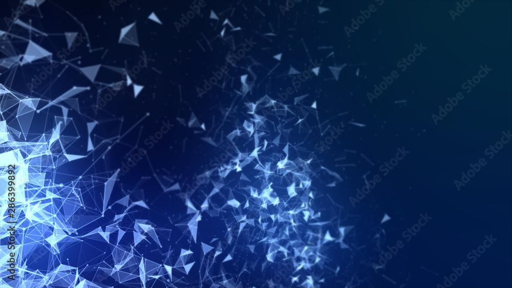 Poster abstract high technology concept. low poly background, lines and dots data connection, polygon shape
