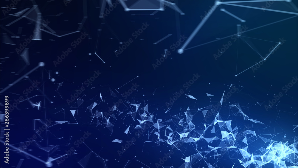 Poster abstract high technology concept. low poly background, lines and dots data connection, polygon shape