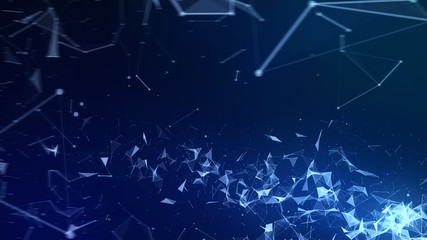 Abstract high technology concept. low poly background, lines and dots data connection, Polygon shape pattern on dark blue background