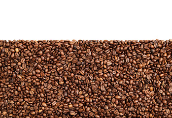 Roasted Coffee beans in bottom part of image