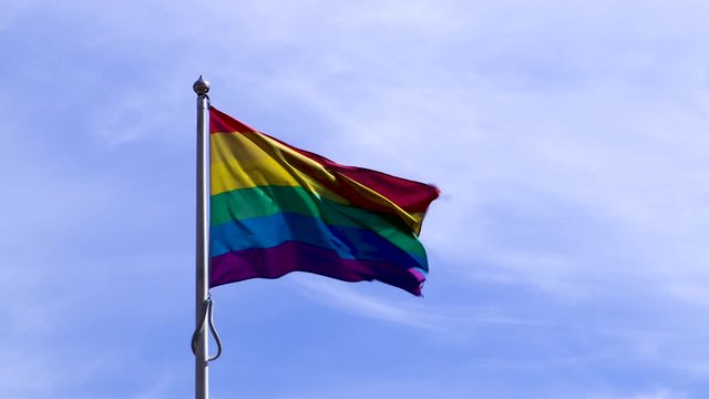 Rainbow flag flapping the wind