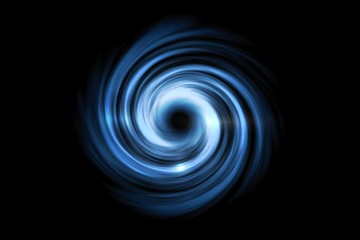Abstract black hole with light blue spiral tunnel on black background