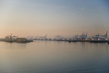 Fototapeta na wymiar Equipment and tanks at the port of Le Havre France