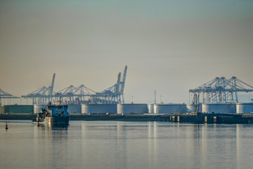 Fototapeta na wymiar Equipment and tanks at the port of Le Havre France