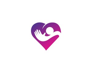 Adoption and community care, logo simple concept people heart icon