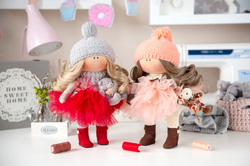 Handmade interior dolls. Beautiful, pretty gift for a girl or woman