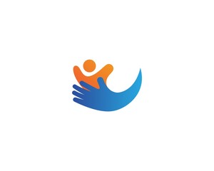 Adoption and community care, logo simple concept people heart icon