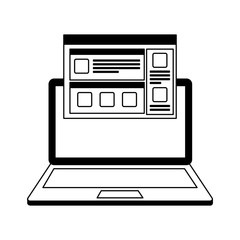 laptop computer with webpage template