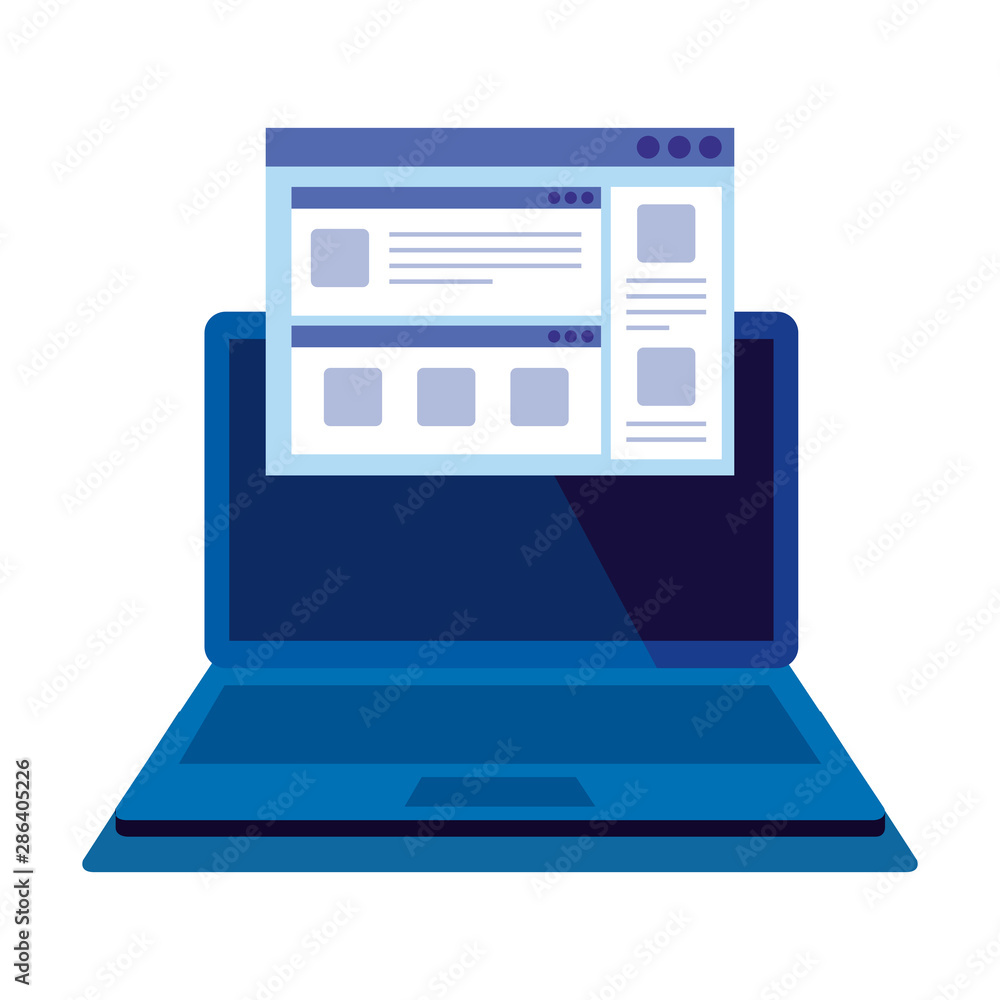 Poster laptop computer with webpage template