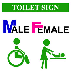 Simple Vector, Icon Style, Toilet Sign for Male, Female, handicap and baby care