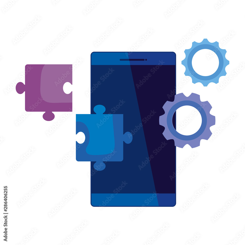 Poster smartphone device with puzzle and gears