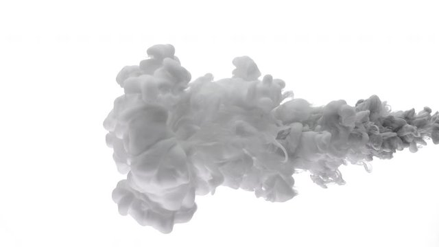 White Ink flowing in water on white background