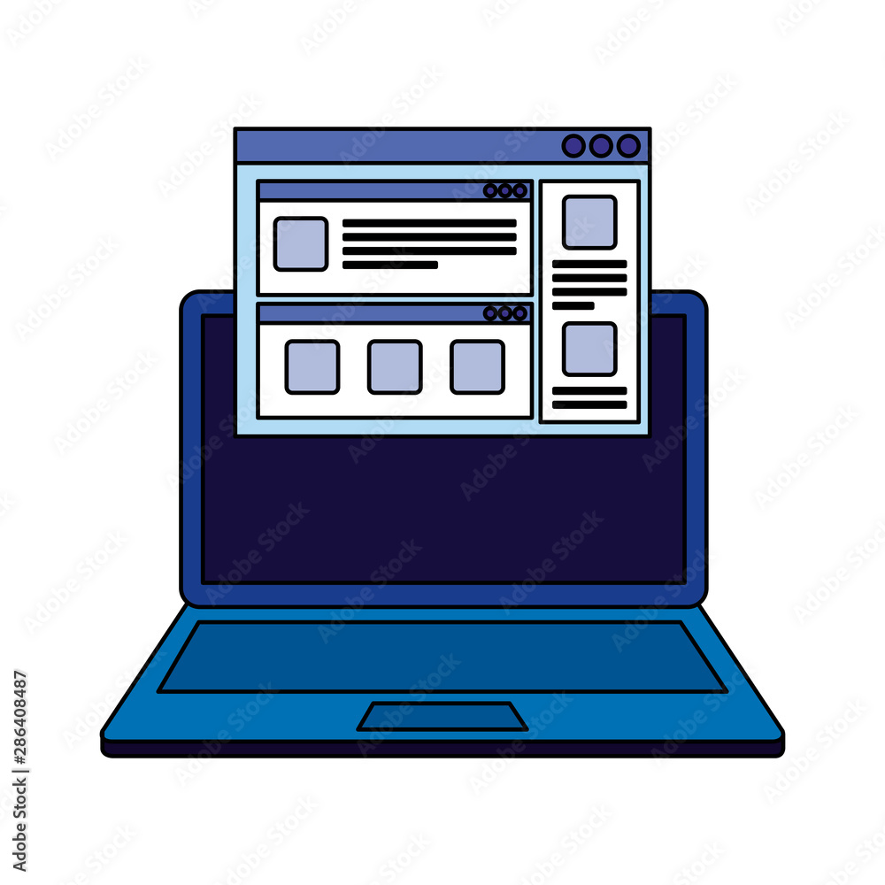 Poster laptop computer with webpage template
