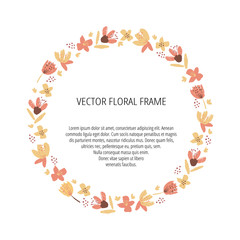 Floral frame hand drawn vector template