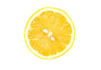 Yellow lemon Half slice isolated on white background