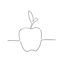 doodle apple illustration with single line style vector