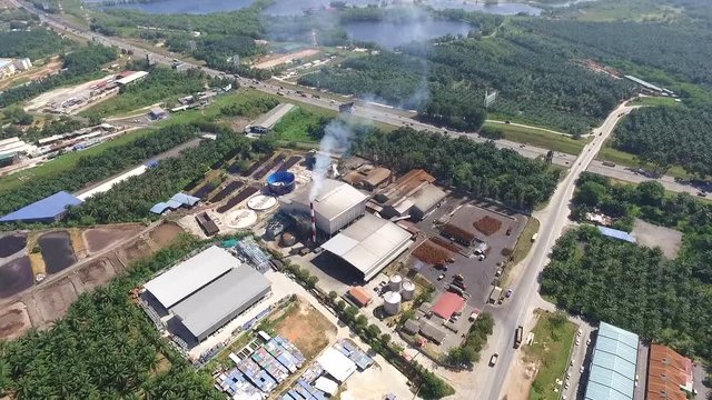 Aerial - Malaysia's Palm Oil Factory (Kilang Kelapa Sawit)