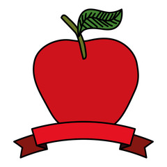 fresh apples fruits with ribbon seal