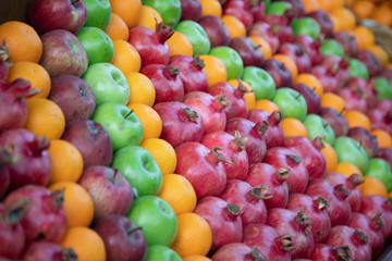 different kinds of fruits and background