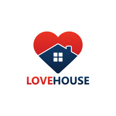 Love House Logo Template Design Vector, Emblem, Design Concept, Creative Symbol, Icon