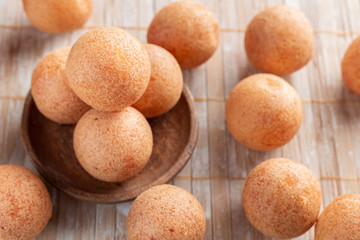 Fritters on the table, typical Colombian food, close-up image