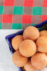 Fritters on the table, typical Colombian food, close-up image