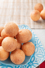 Fritters on the table, typical Colombian food, close-up image