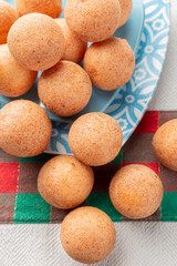 Fritters on the table, typical Colombian food, close-up image