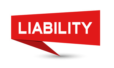 Red paper speech banner with word liability on white background (Vector)