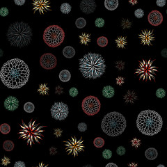 Seamless pattern of outline microbes. Colorful simple line elements from a medical concept. Editable vector stroke microbe. Virus icon. Hand drawn illustration. Virus, bacteria