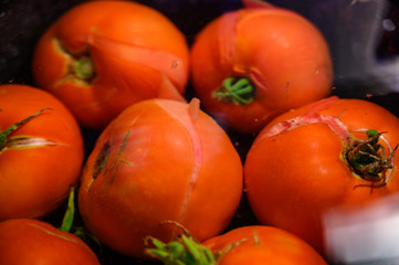 blanched tomatoes in boiling hot water